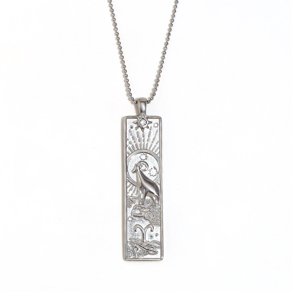 Wholesale Stainless steel plated square twelve zodiac sign necklace